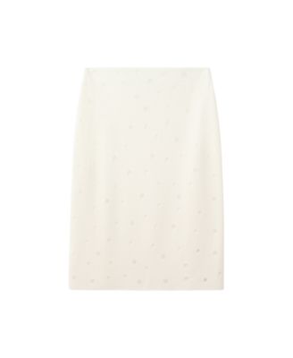 Women's Imitation Pearl-Detail High-Waisted Sheer Knit Skirt