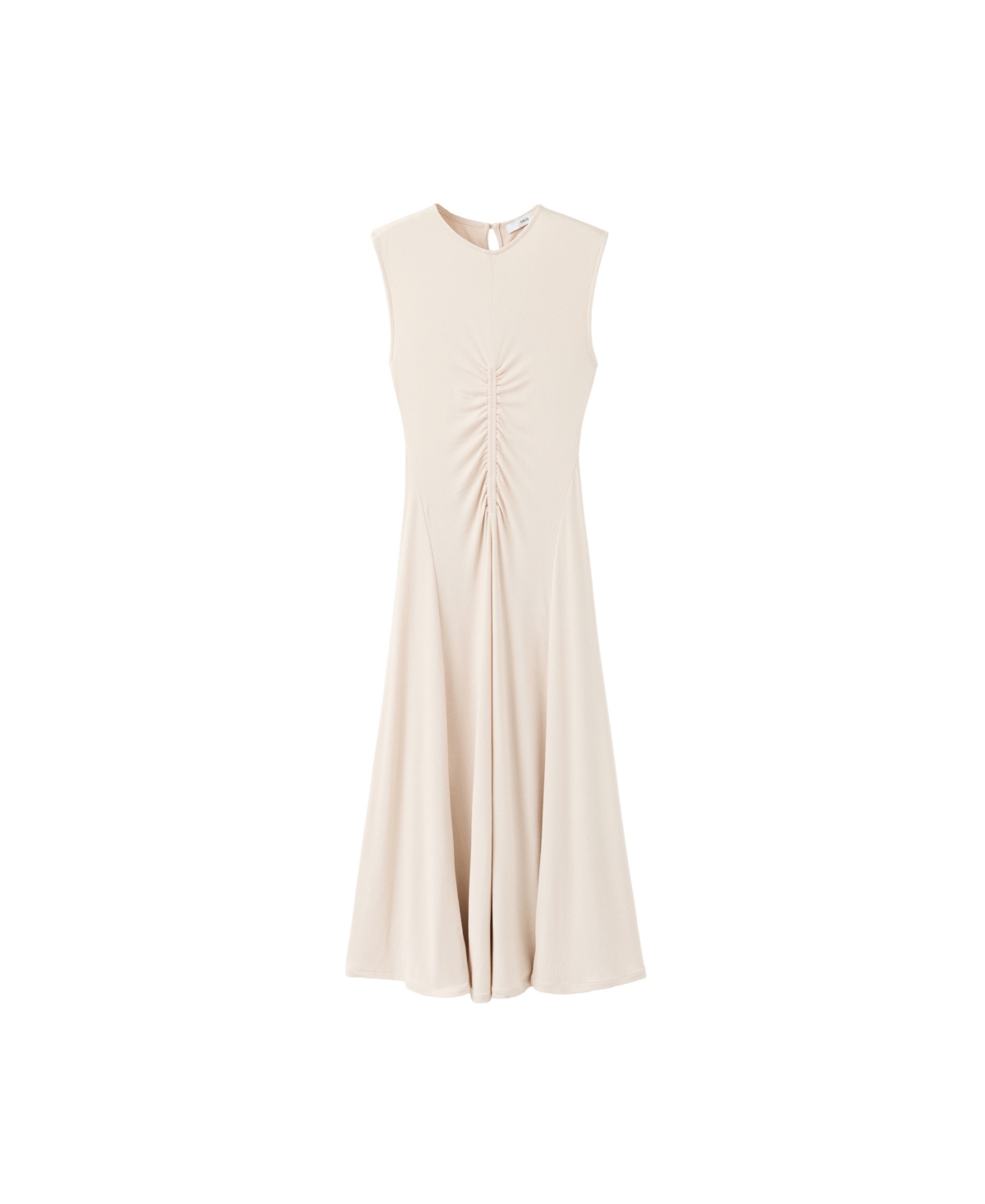 Mango Women's Fine-Knit Ruched Sleeveless Midi Dress - Sand
