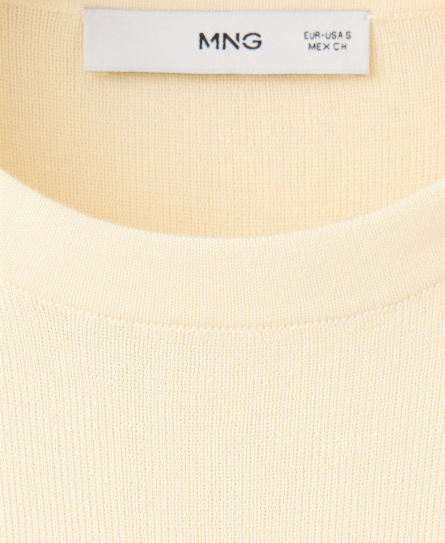 Женская футболка Mango New Now Crewneck Fine Knit, цвет: Пастельный жёлтый — фото 6