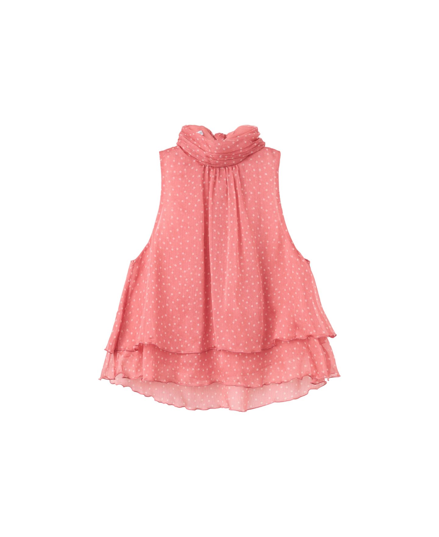 Женская блузка Mango Polka-Dot High-Neck Sleeveless, цвет: Бледный розовый — фото 1