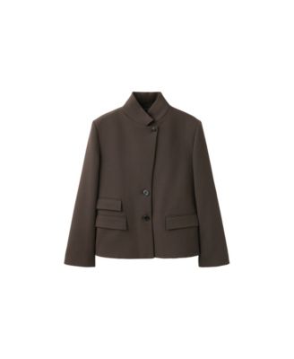 Women's High-Neck Houndstooth Blazer
