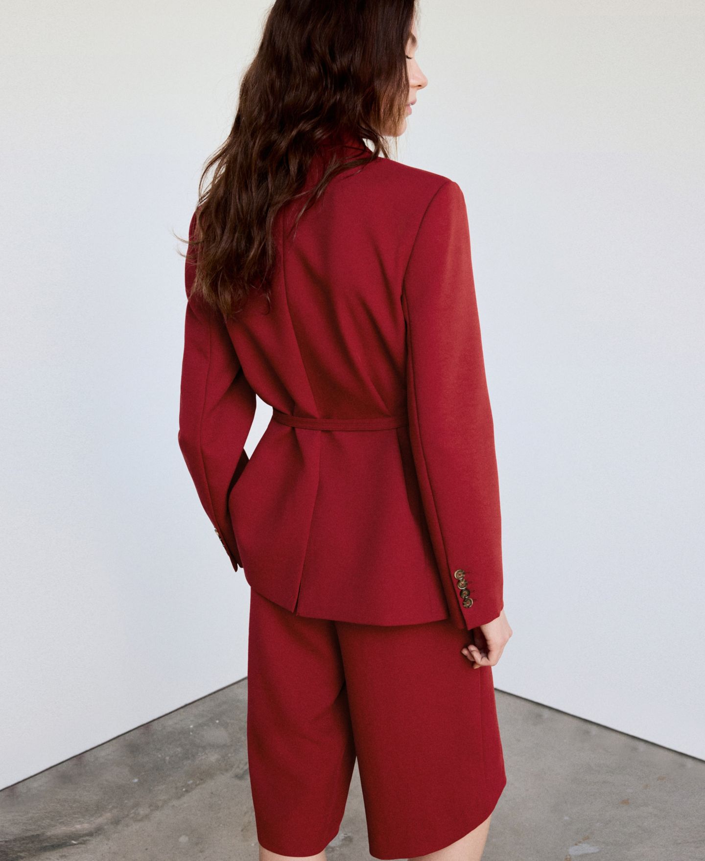 Женский пиджак Mango Double-Breasted Wrap Tie Belt Blazer, цвет: Тёмный оранжевый — фото 5