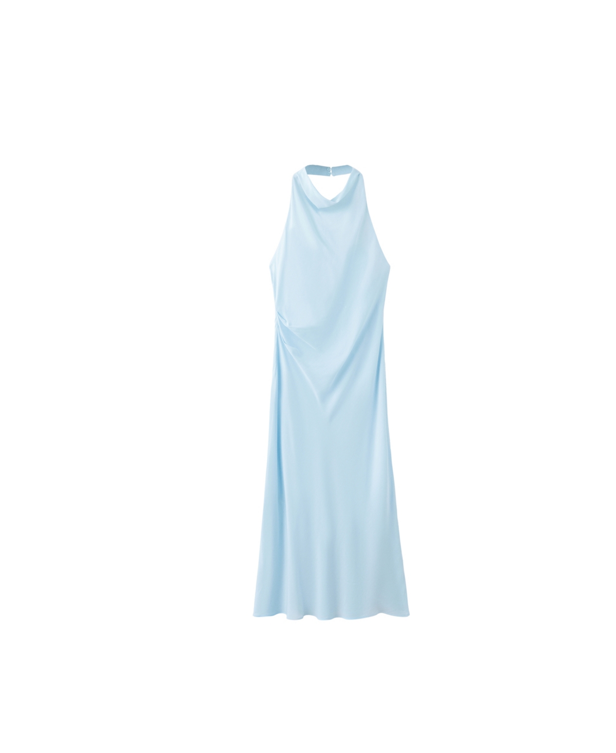Mango Women's Draped Halter Open-Back A-Line Midi Dress - Sky Blue