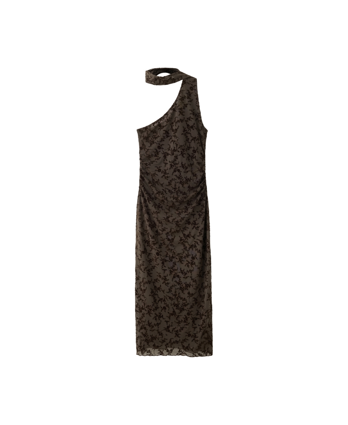 Mango Women's Tie Detail One-Shoulder Midi Dress - Brown