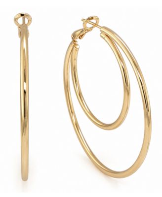 Large Double Row Omega Hoop in Silver Plate