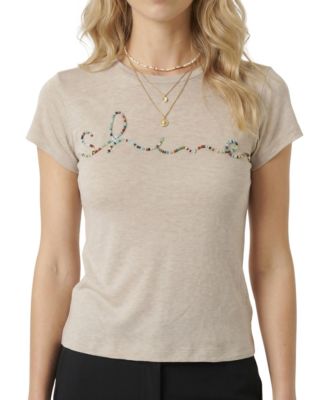 Women's Beaded Crewneck Short-Sleeve T-Shirt
