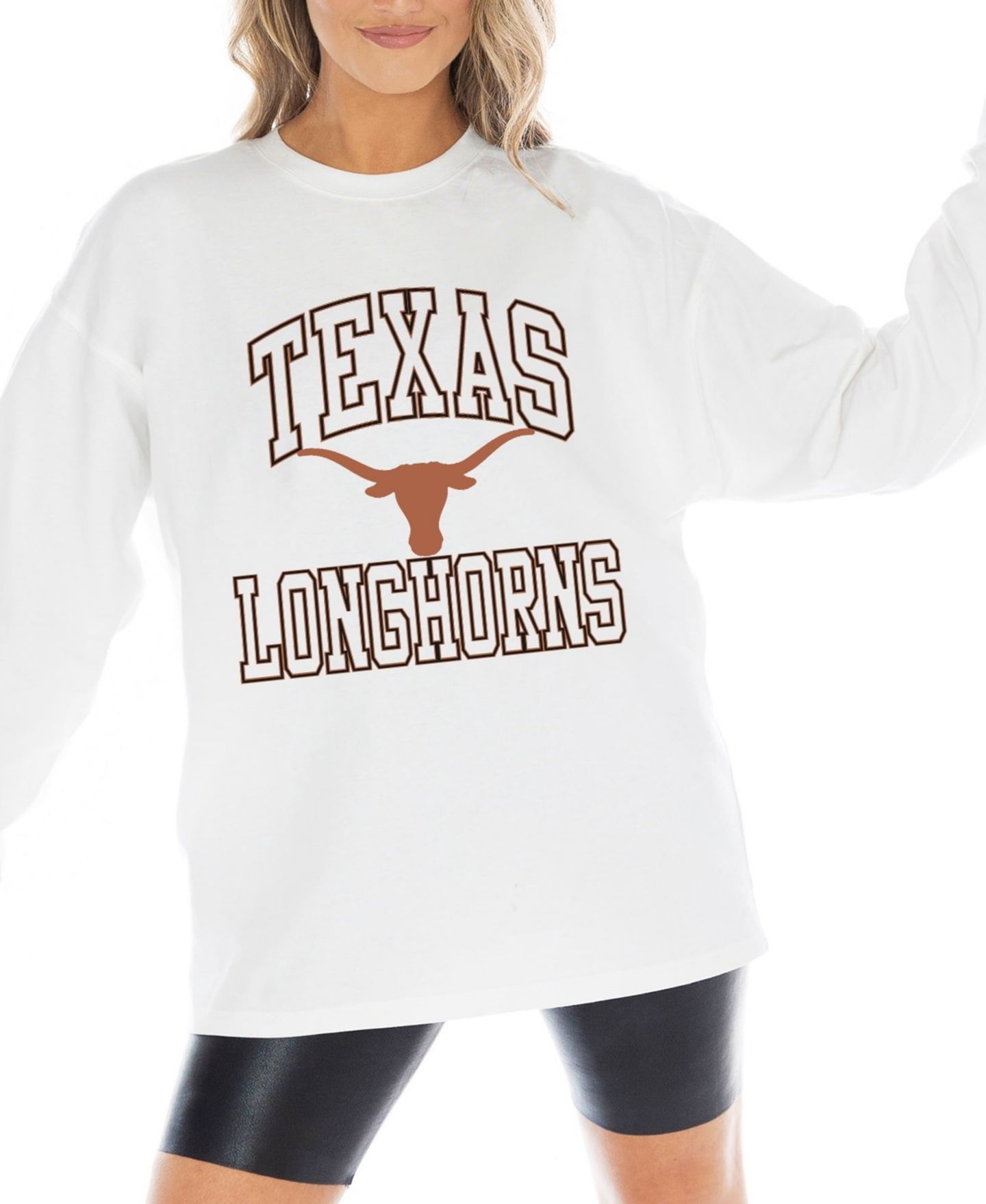 Женская футболка Gameday Couture White Texas Longhorns Mind Games Oversized Long-Sleeve — фото 1