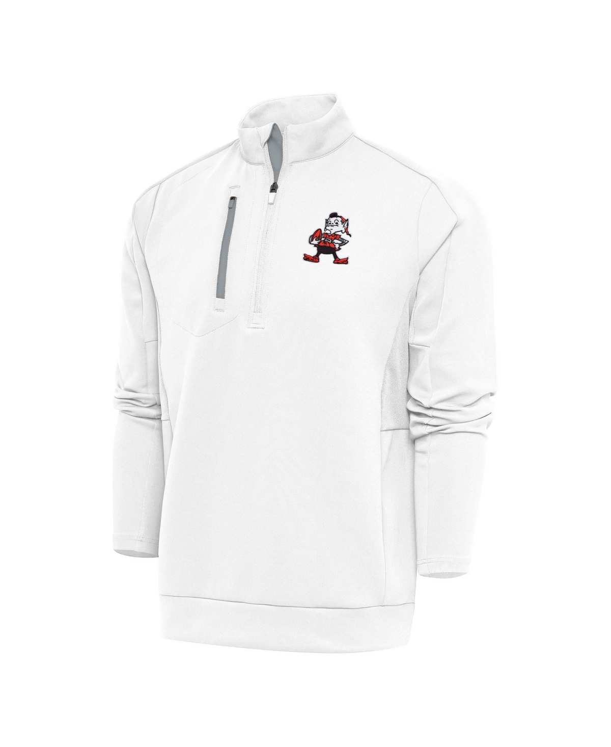 Antigua Men's White Cleveland Browns Team Logo Throwback Generation Quarter-Zip Pullover Top - White, Silver