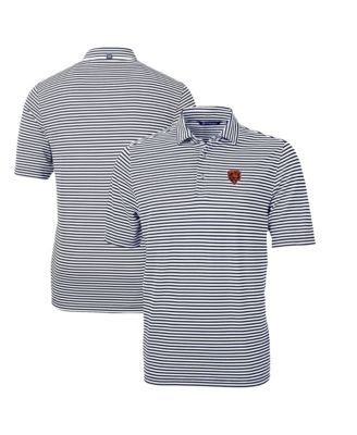 Men's Navy Chicago Bears Throwback Logo Virtue Eco Pique Stripe d Polo Shirt