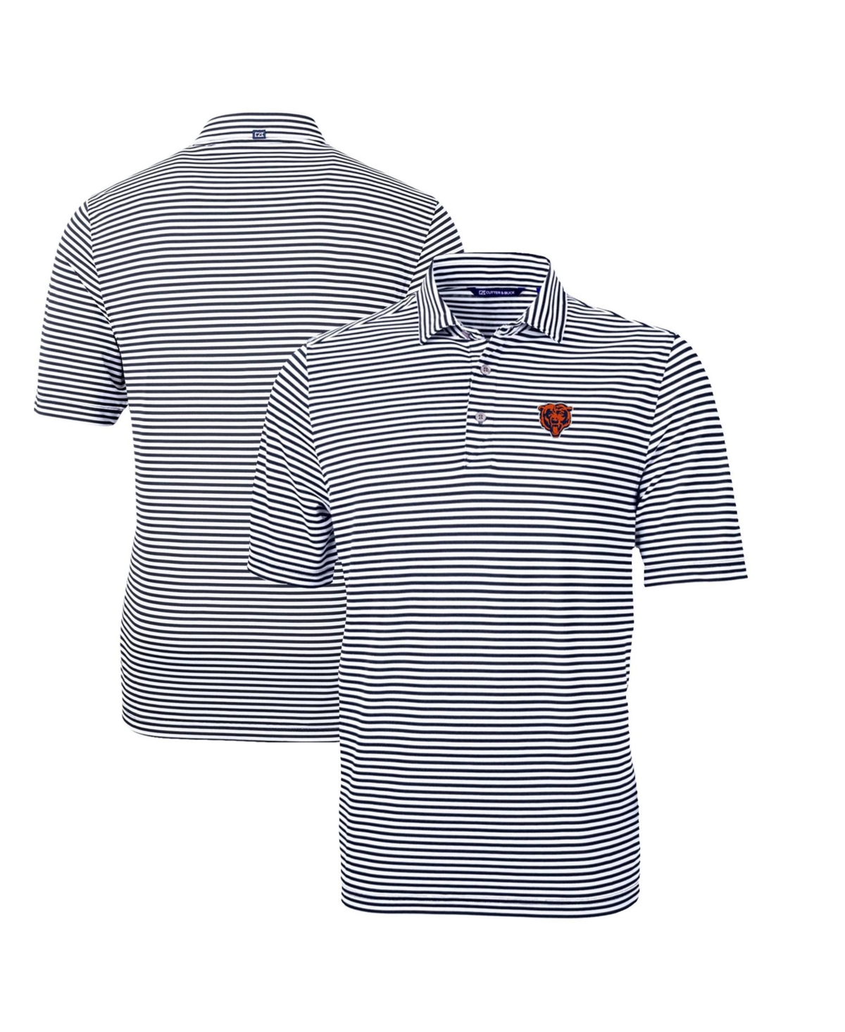 Cutter & Buck Men's Navy Chicago Bears Throwback Logo Virtue Eco Pique Stripe d Polo Shirt - Navy