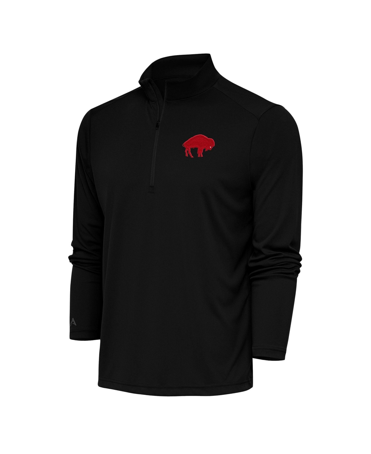 Antigua Men's Black Buffalo Bills Team Logo Throwback Tribute Quarter-Zip Pullover Top - Black