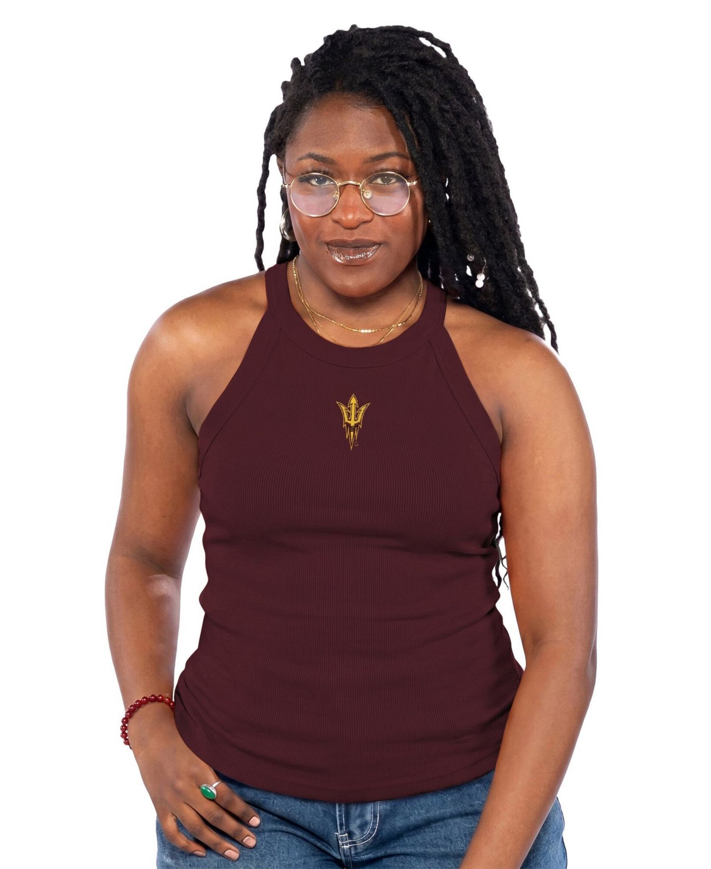 Женский топ ZooZatz Maroon Arizona State Sun Devils Tri-Blend Racerback Ribbed — фото 1