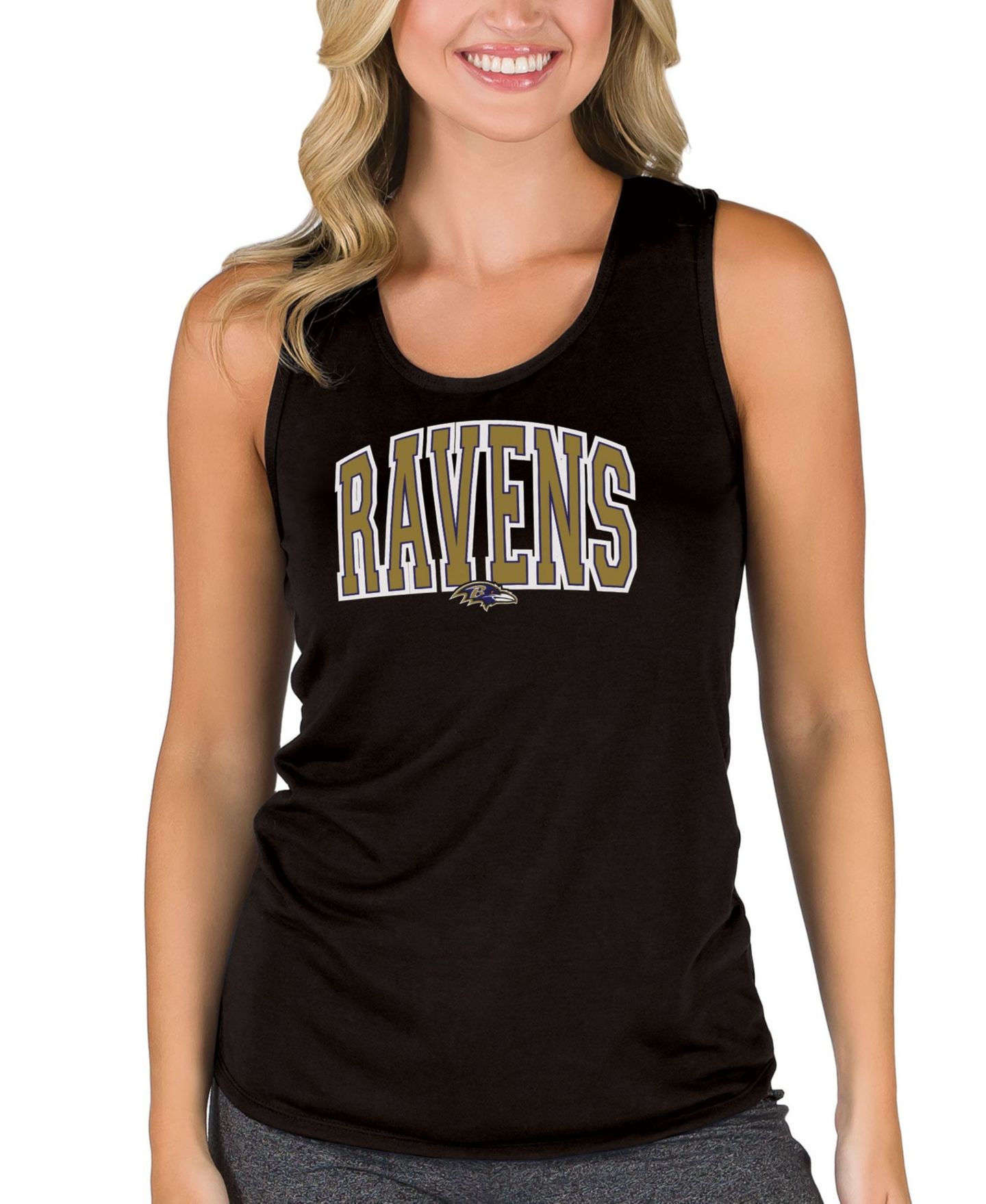 Женский топ Concepts Sport Black Baltimore Ravens Marathon Racer Back — фото 1
