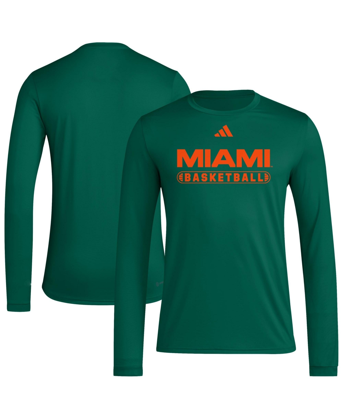 adidas Men's Green Miami Hurricanes On-Court Pregame Long-Sleeve T-Shirt - Green