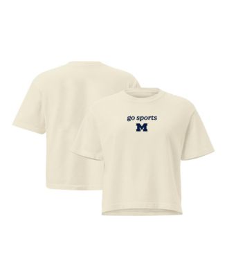 Women's Comfort Colors Cream Michigan Wolverines Go Sports Cropped T-Shirt