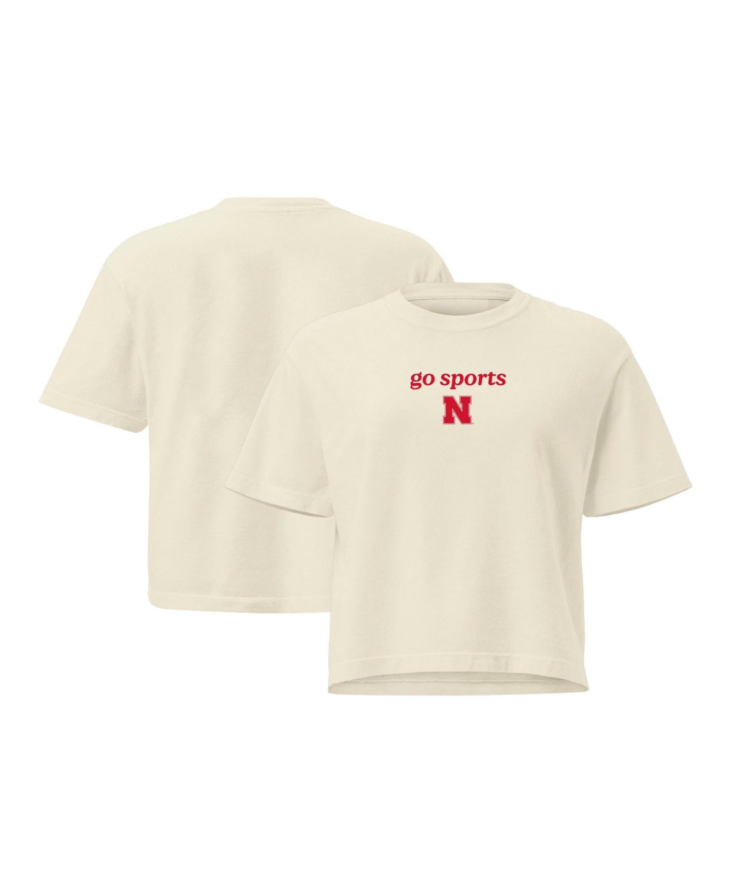 Женская футболка Image One Comfort Colors Cream Nebraska Huskers Go Sports Cropped — фото 1