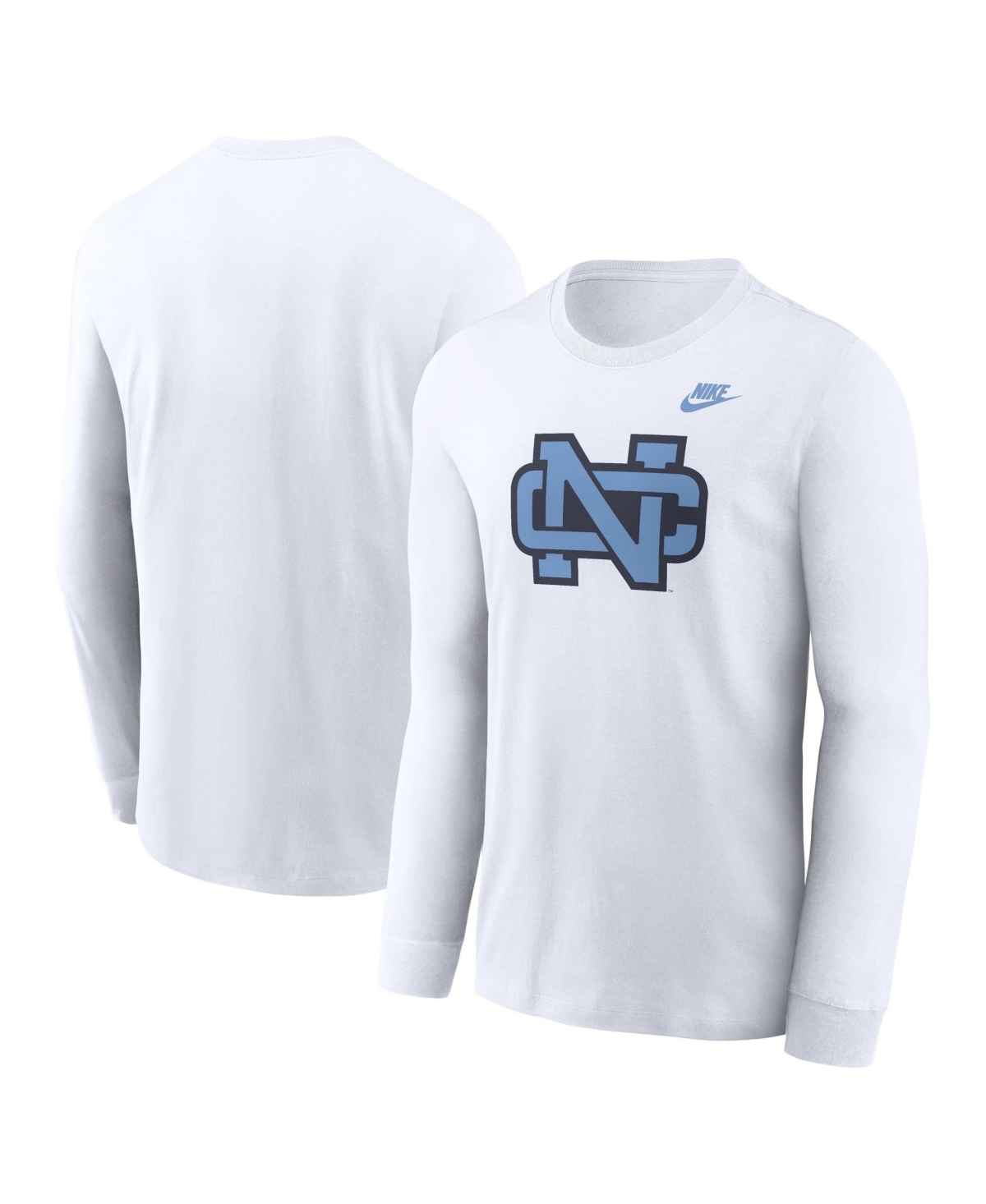 Nike Men's White North Carolina Tar Heels Legacy Primary Logo Long-Sleeve T-Shirt - White
