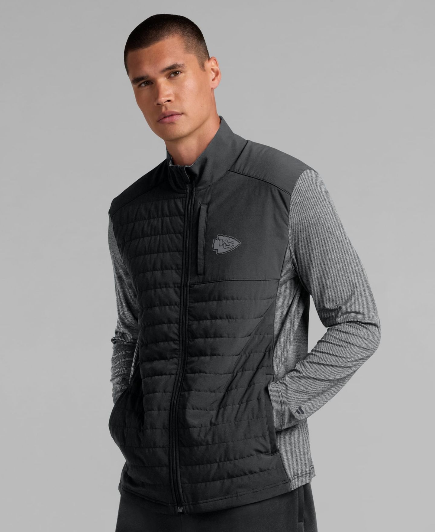 Куртка Fanatics Black/Heather Gray Kansas City Chiefs Front Office Tonal Full-Zip — фото 6