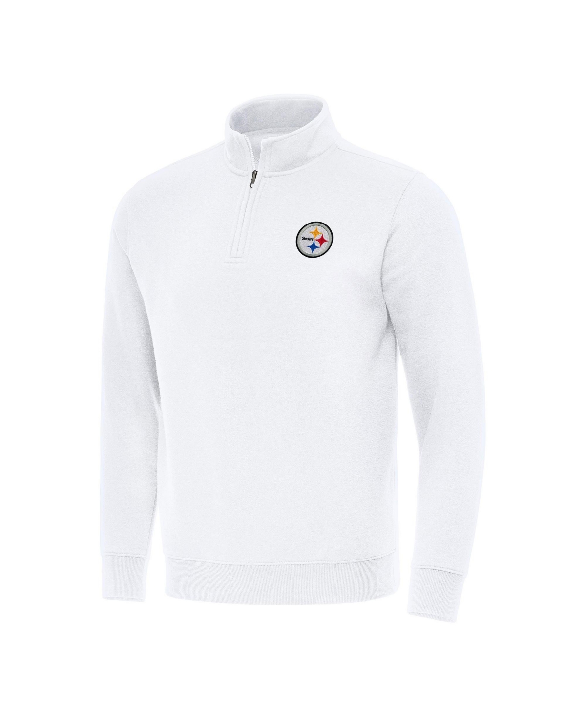 Antigua Men's White Pittsburgh Steelers Victory Quarter-Zip Pullover Top - White