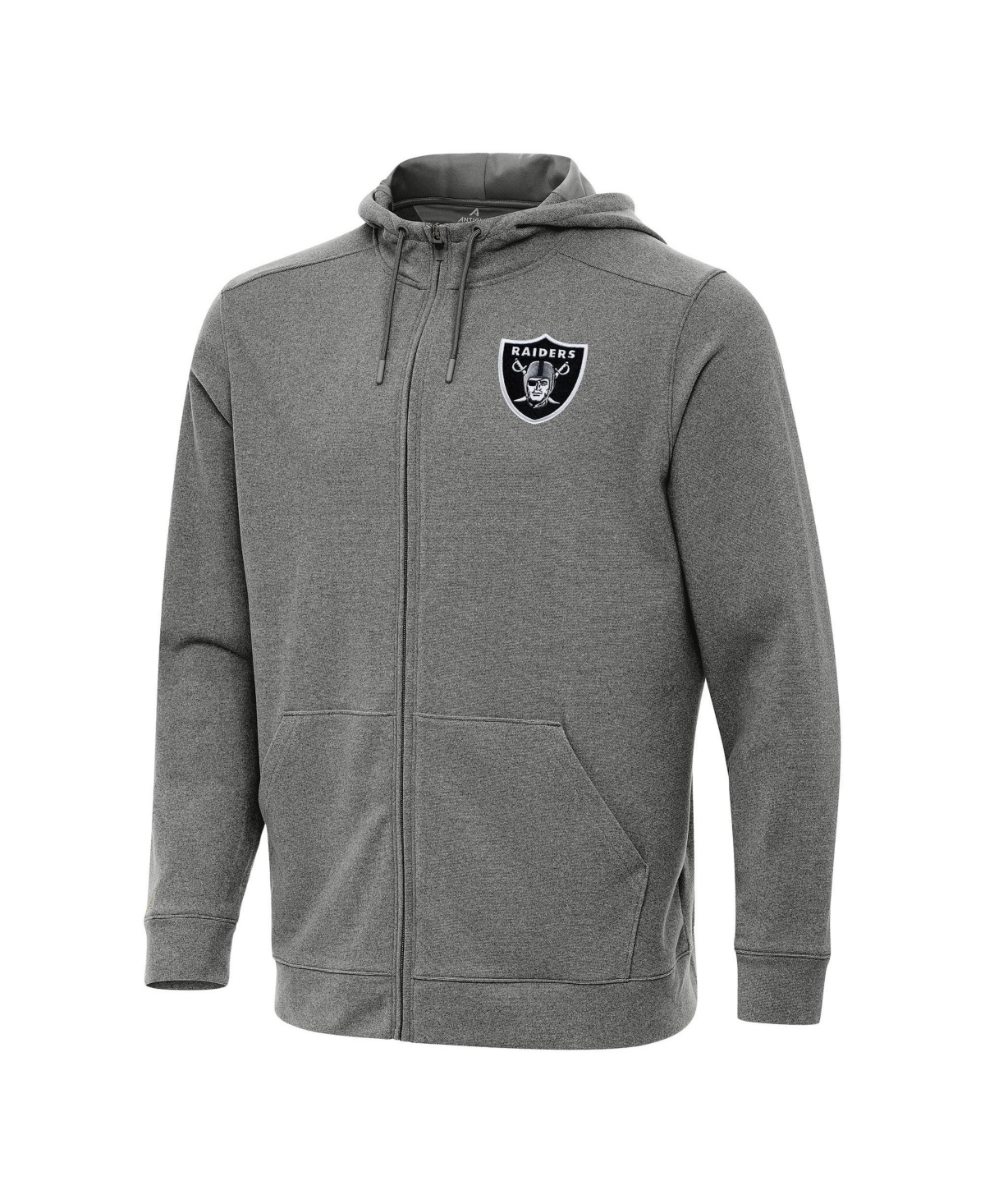 Antigua Men's Heather Black Las Vegas Raiders Effortless Full-Zip Hoodie - Charcoal
