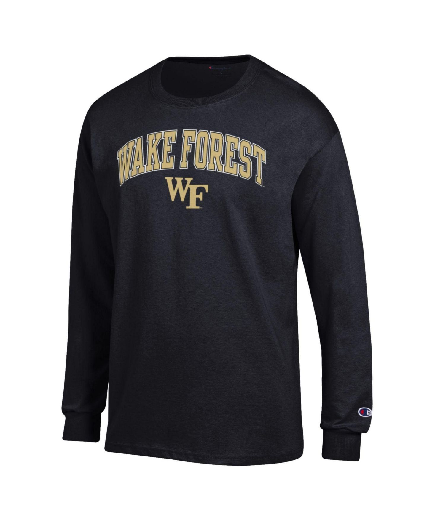 Мужская футболка Champion Black Wake Forest Demon Deacons Arch Over Logo Long-Sleeve — фото 2