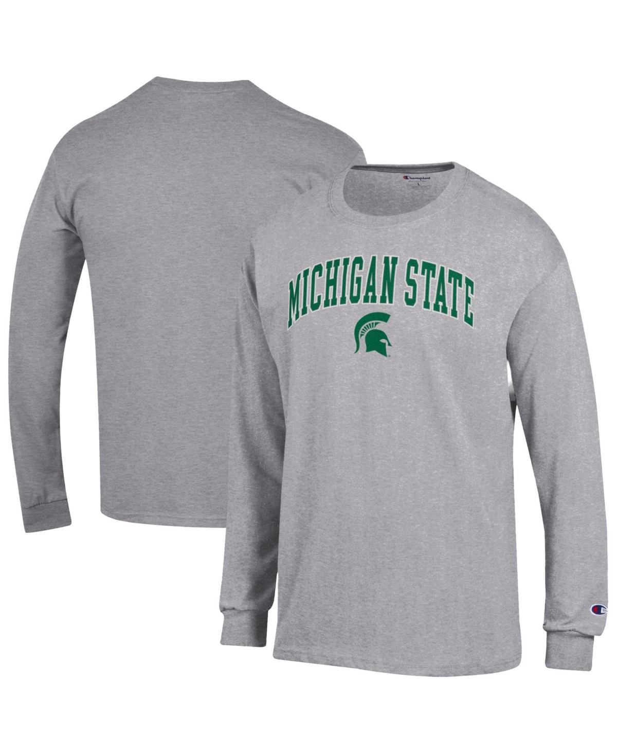 Champion Men's Champion Heather Gray Michigan State Spartans Arch Over Logo Long-Sleeve T-Shirt - Heather Gray