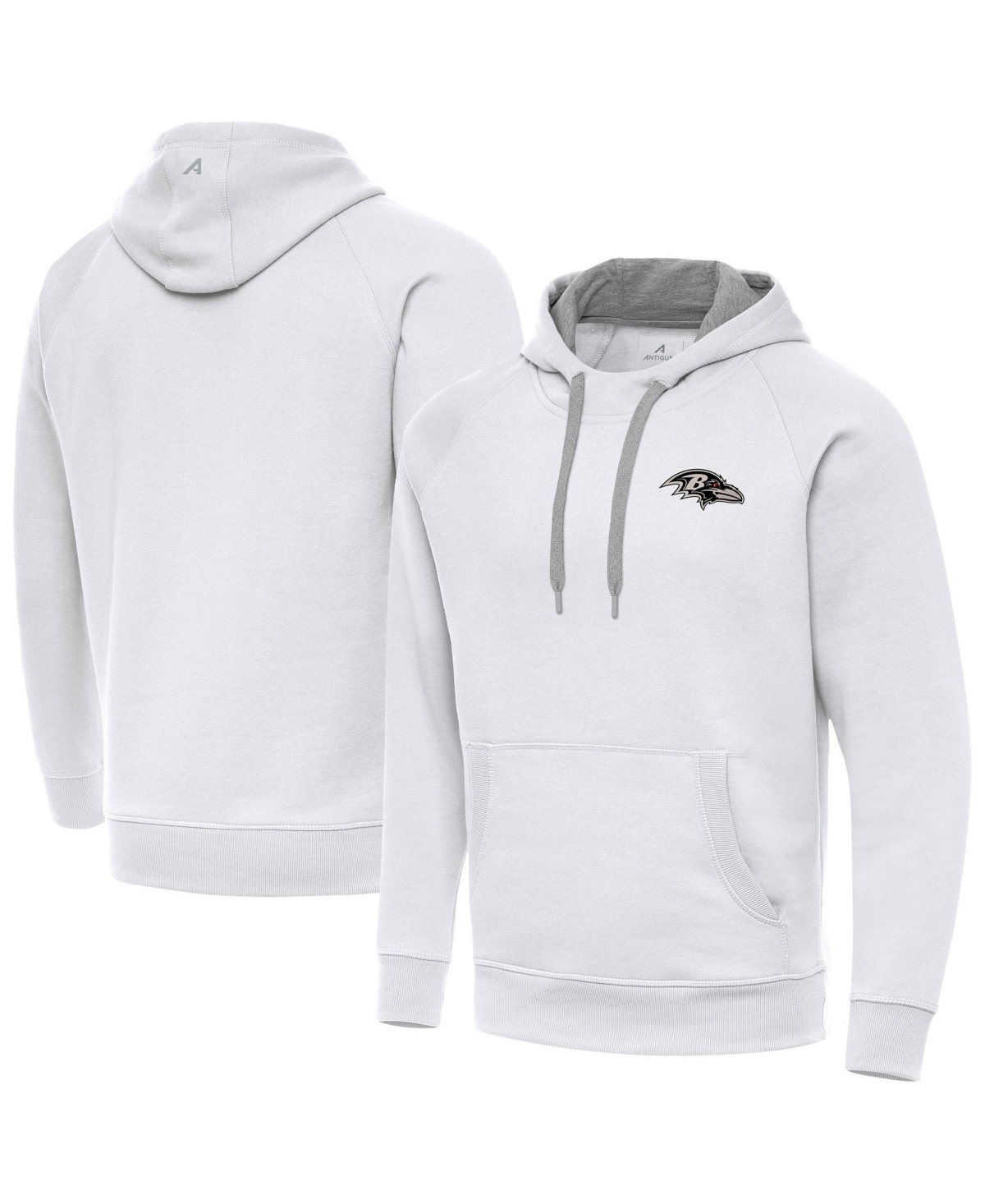 Antigua Men's White Baltimore Ravens Brushed Carbon Victory Pullover Hoodie - White