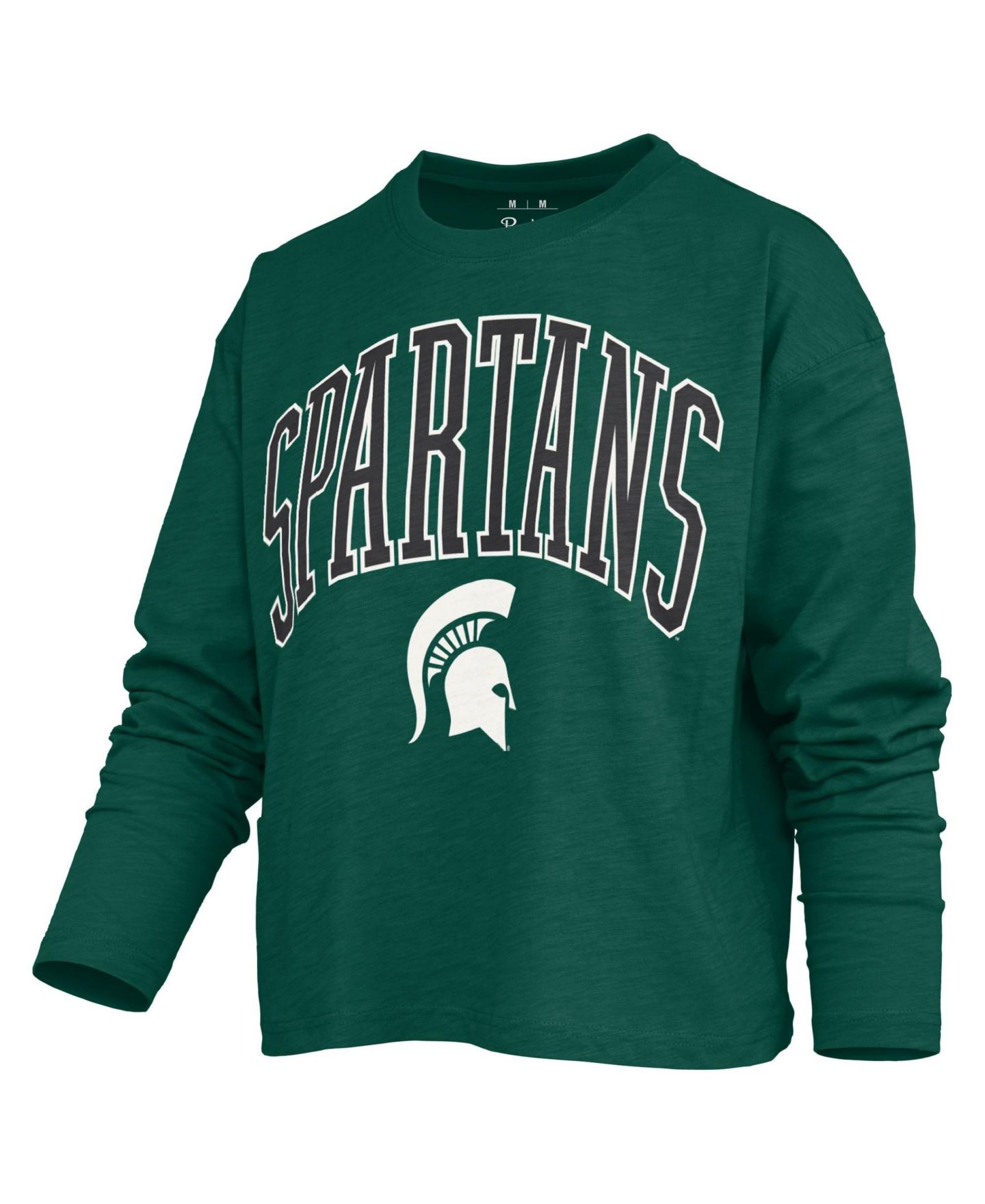 Женская футболка Pressbox Green Michigan State Spartans Motley Boxy Waist-Length Long-Sleeve — фото 2