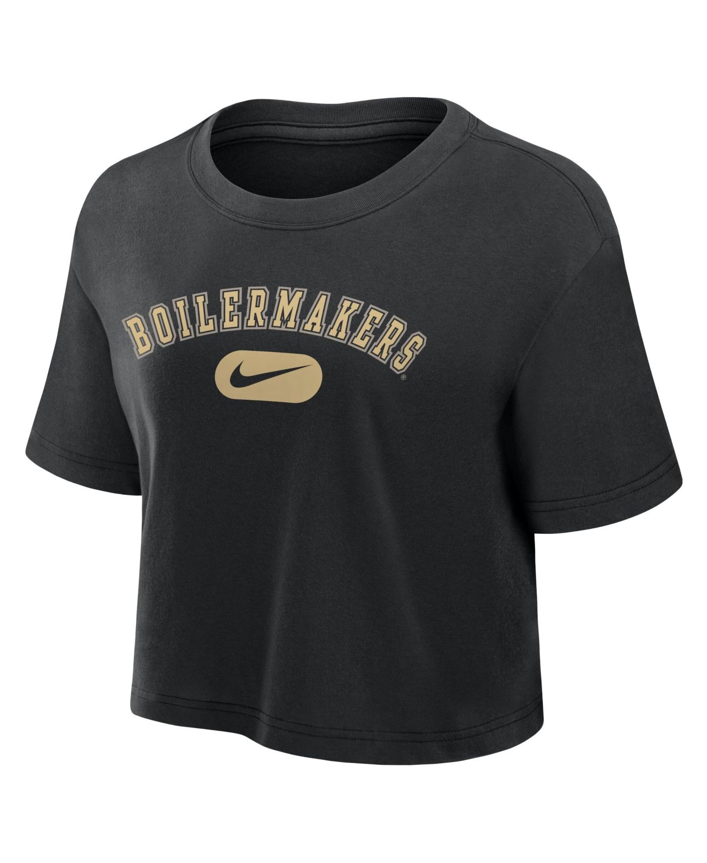 Женская футболка Nike Black Purdue Boilermakers Dri-FIT Cropped — фото 2
