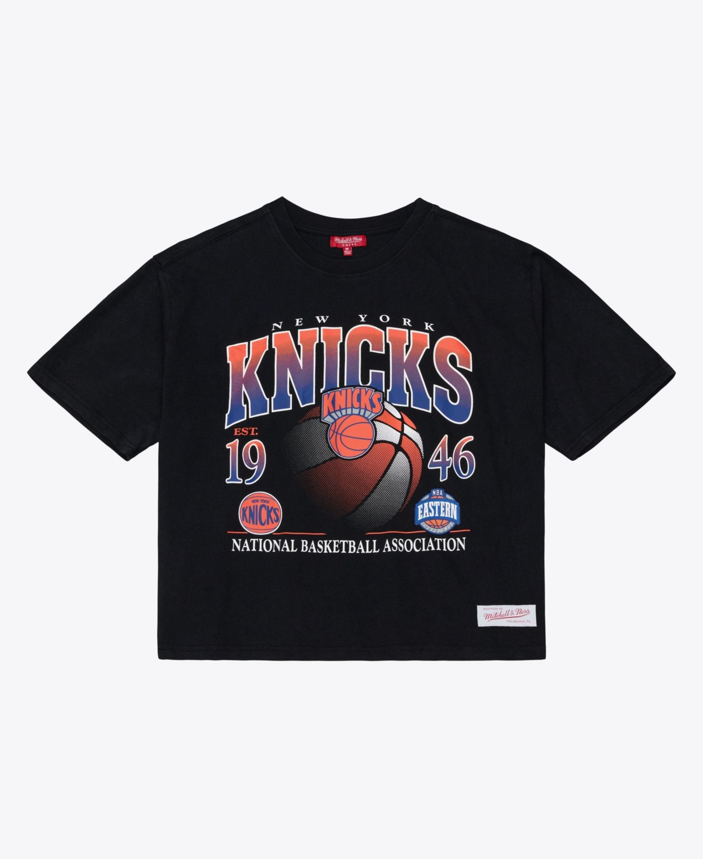 Женская футболка Mitchell & Ness Black New York Knicks Street Graphic Boxy Crop — фото 2