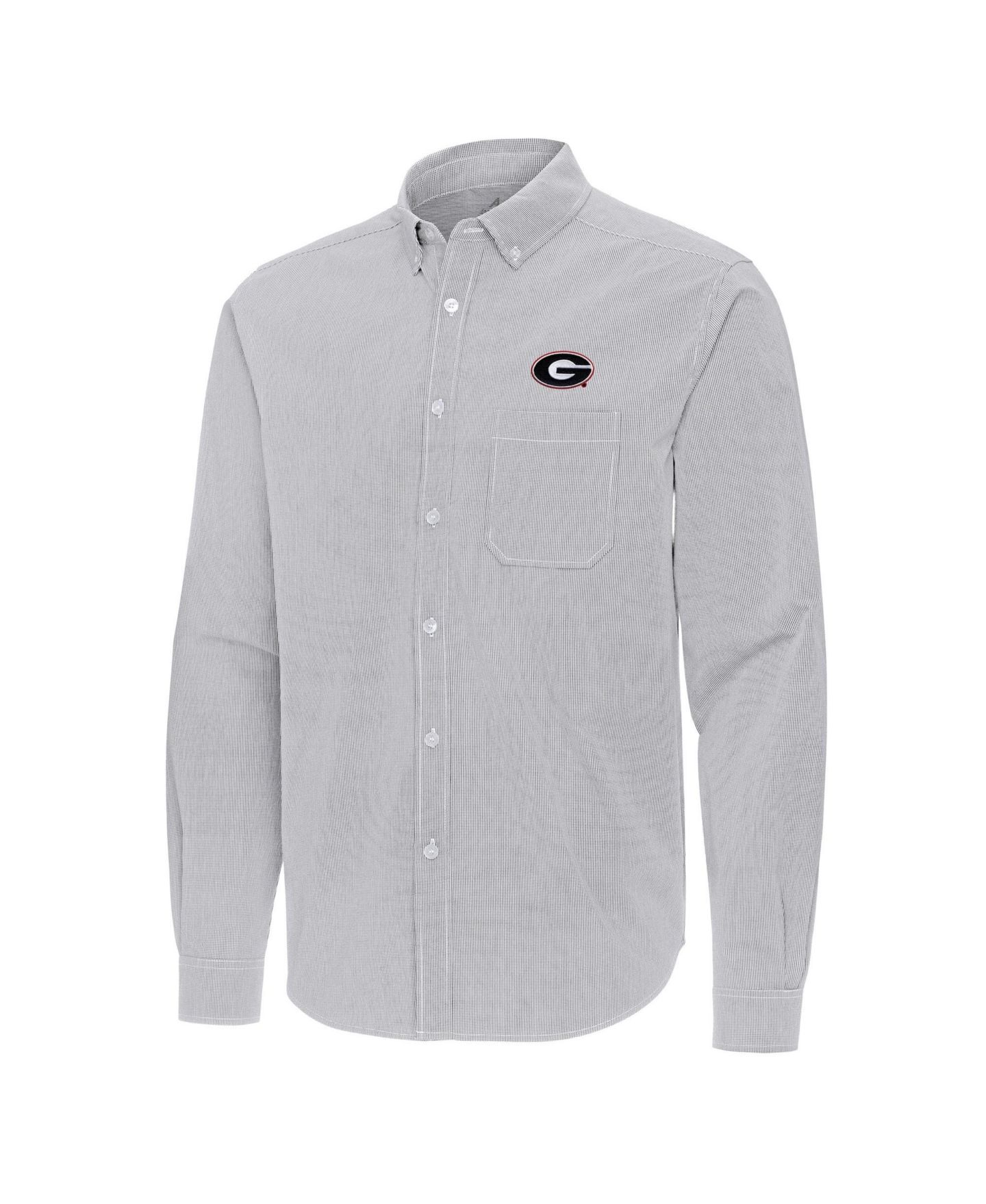 Мужская рубашка Antigua Gray Georgia Bulldogs Porter Woven Tri-Blend Long-Sleeve Button-Down — фото 2
