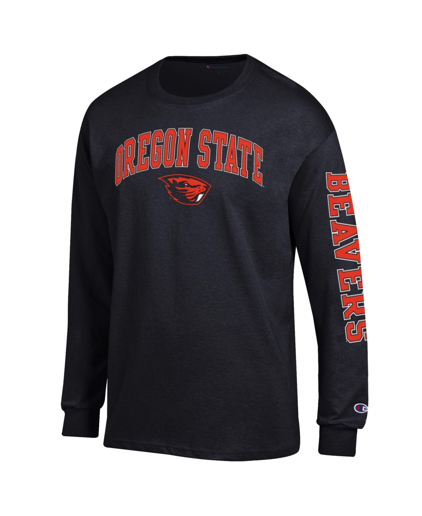 Мужская футболка Champion Black Oregon State Beavers Arch Over Logo 2-Hit Long-Sleeve — фото 2