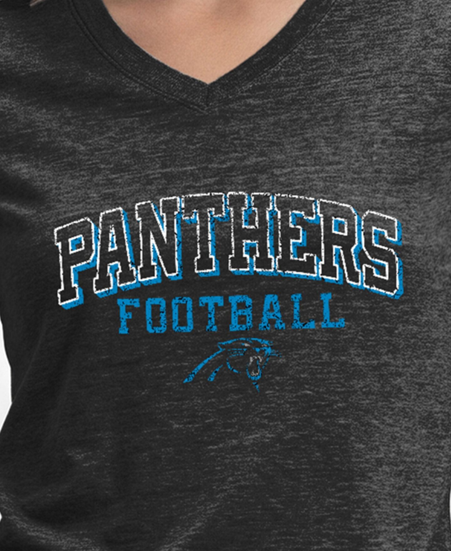 Женская футболка Champion Black Carolina Panthers Triumph Tri-Blend V-Neck — фото 5