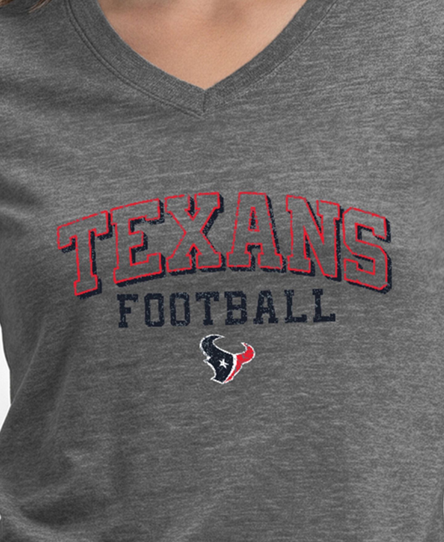 Женская футболка Champion Gray Houston Texans Triumph Tri-Blend V-Neck — фото 5