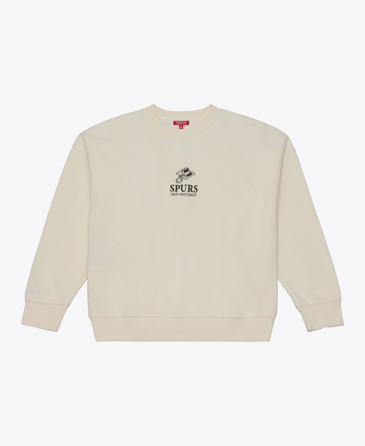Mitchell & Ness Women's Cream San Antonio Spurs Core Essentials Micro Logo Fleece Sweatshirt - Cream