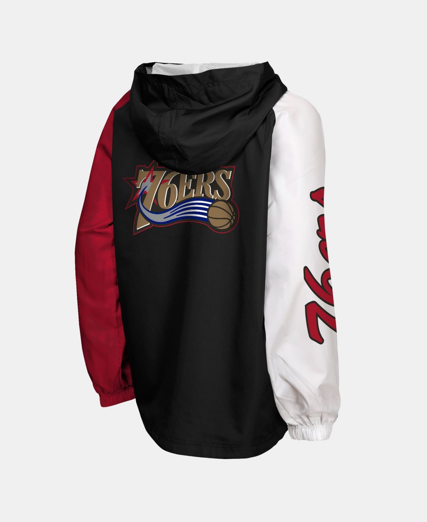 Детская куртка Mitchell & Ness Black Philadelphia 76ers Playoff Anorak Quarter-Zip Windbreaker — фото 3