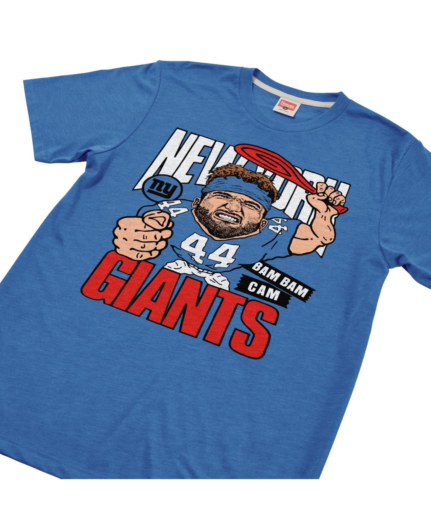 Футболка Homage Cam Skattebo Royal New York Giants Caricature Player Graphic Tri-Blend — фото 3