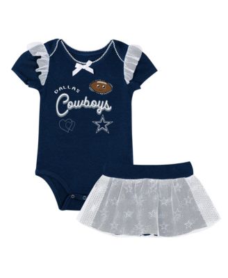 Baby Girls' Navy Dallas Cowboys Melted Hearts Creeper and Skirt Set