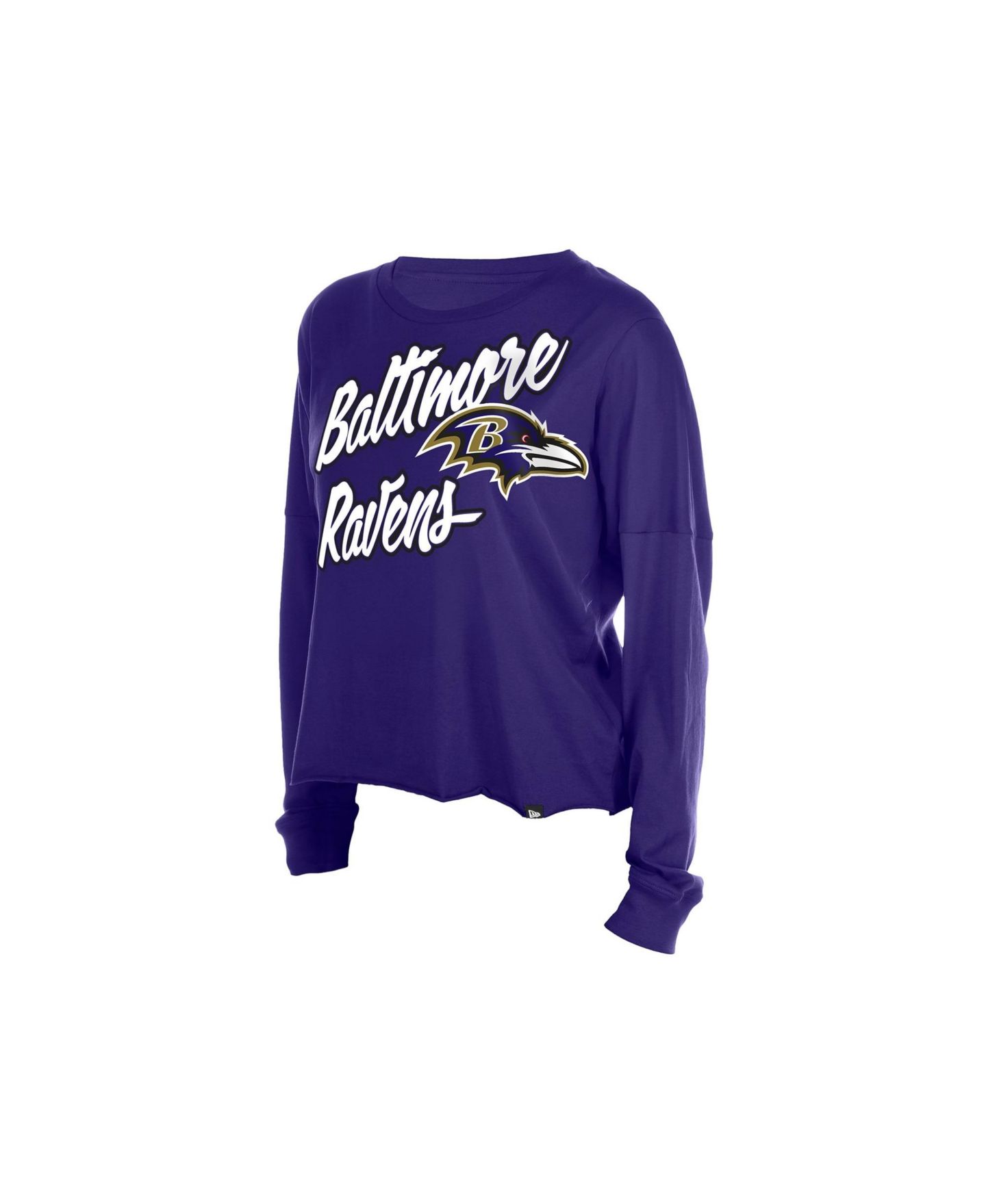 Женская футболка New Era Purple Baltimore Ravens Cropped Oversized Long-Sleeve — фото 3