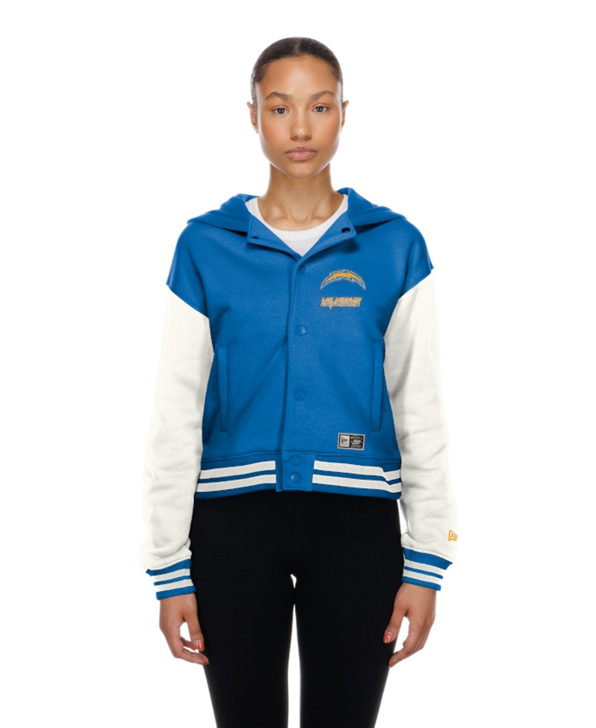 New Era Women's Los Angeles Chargers Powder Blue Throwback Full-Snap Hooded Jacket - Powder Blue