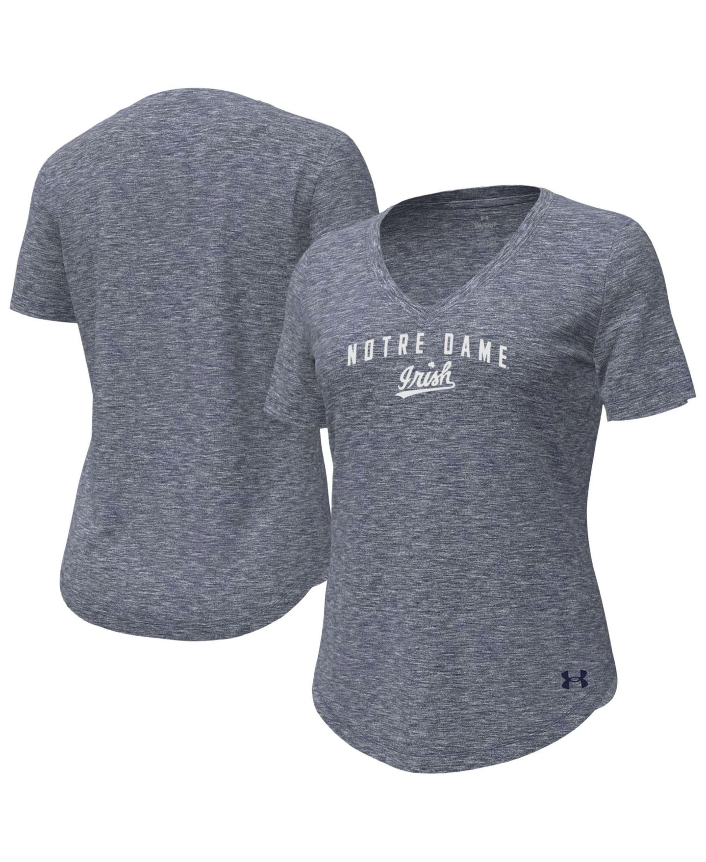 Женская футболка Under Armour Navy Notre Dame Fighting Irish Breezy V-Neck — фото 1