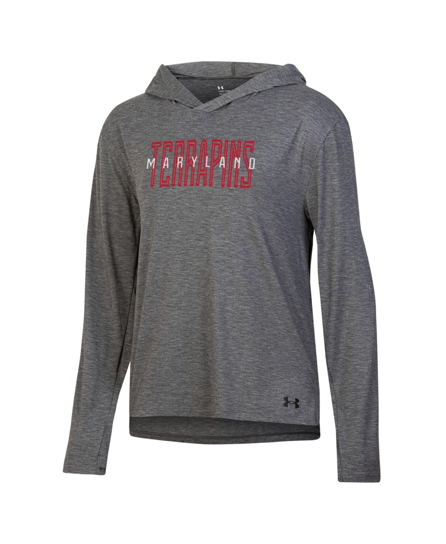 Женская футболка Under Armour Heather Black Maryland Terrapins Breezy Long-Sleeve Hooded — фото 2
