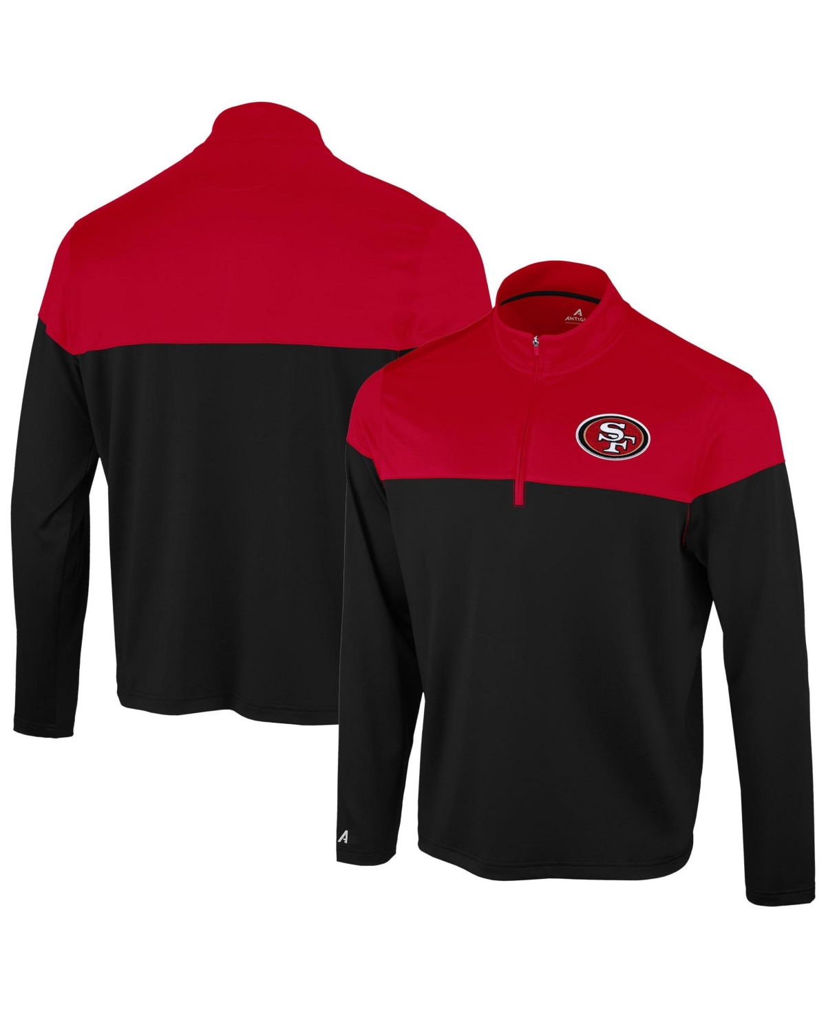 Antigua Men's Black/Scarlet San Francisco 49ers Hinder Quarter-Zip Pullover - Black, Scarlet