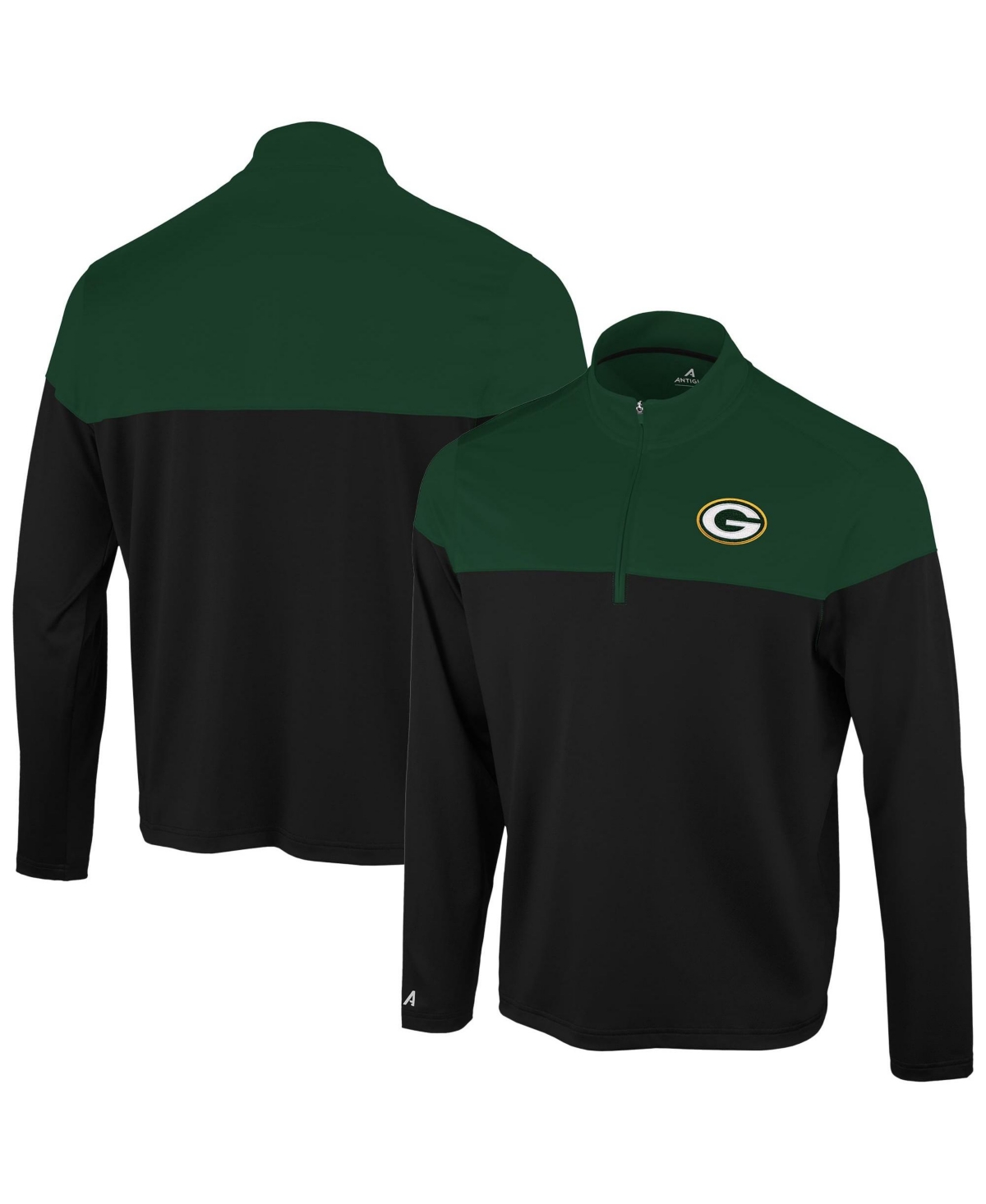 Antigua Men's Black/Green Bay Packers Hinder Quarter-Zip Pullover - Black, Green
