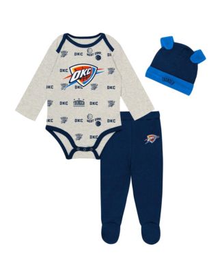 Baby Boys' and Girls' Oklahoma City Thunder Pinch Post Bodysuit, Pants Cuffed Knit Hat Set