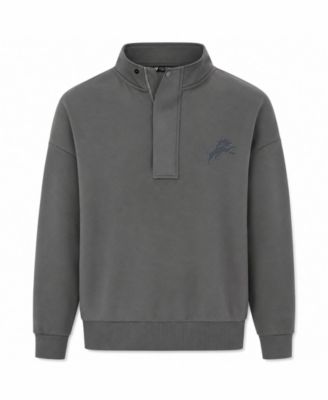 Men's Gray Detroit Lions Core Logo Luxe Stein Quarter-Zip Pullover