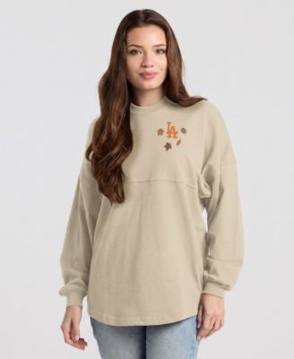 Women's Cream Los Angeles Dodgers Fall Leaves Long-Sleeve T-Shirt