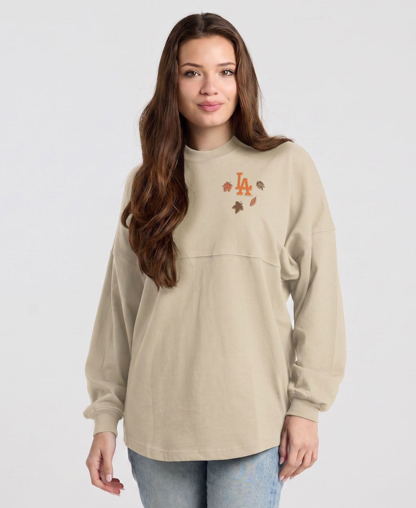 Женская футболка Spirit Jersey Cream Los Angeles Dodgers Fall Leaves Long-Sleeve — фото 1