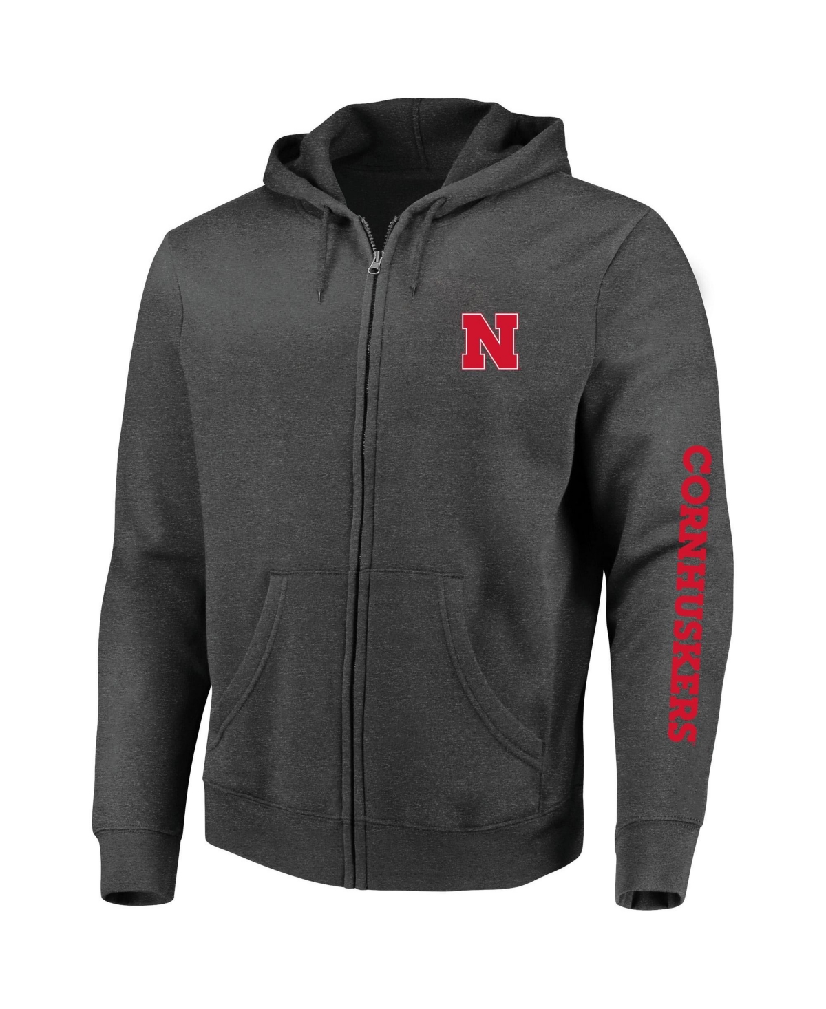 Profile Men's Heather Charcoal Nebraska Huskers Big Tall Full-Zip Hoodie - Heather Charcoal