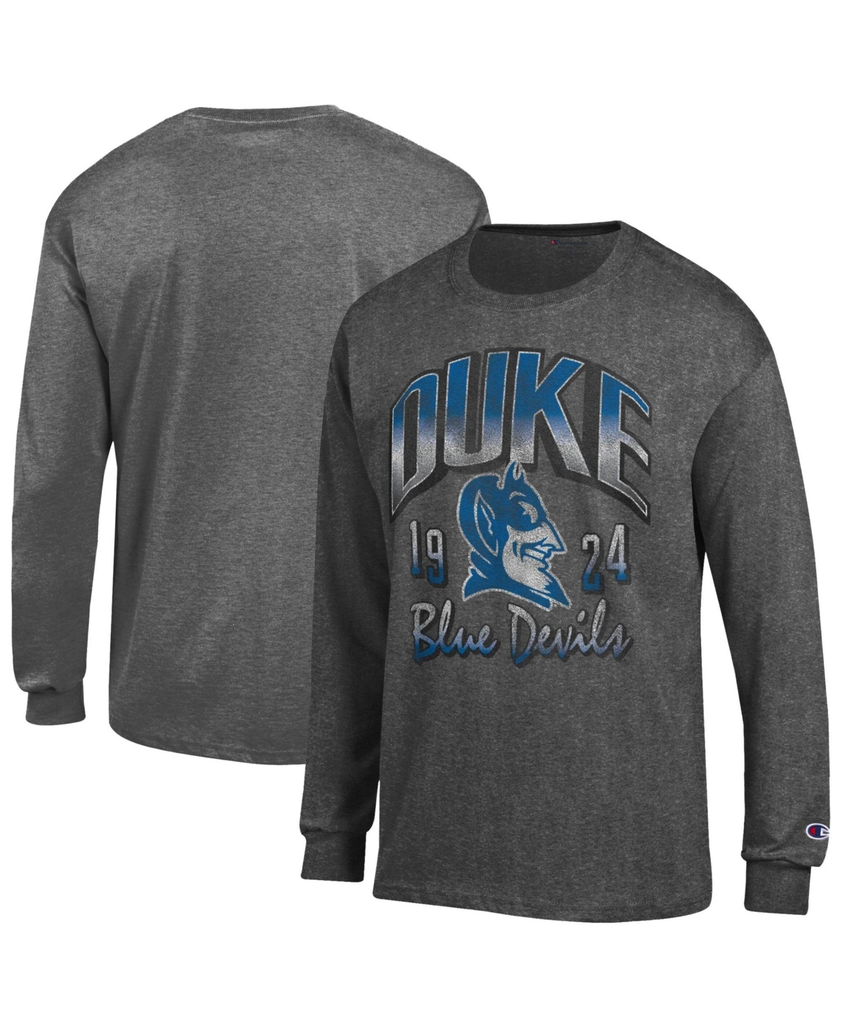 Champion Men's Heather Charcoal Duke Blue Devils Bold Long-Sleeve T-Shirt - Heather Charcoal
